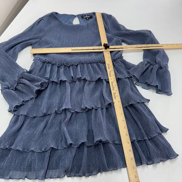Lulus Dress Womens X Small Blue Know You Better Blue Tiered Ruffled Mini - Picture 10 of 10